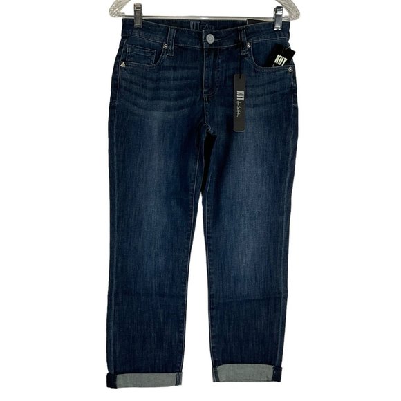 Kut from the Kloth Jeans Womens Sz 2 Blue Bardot Crop Skinny Boyfriend Denim NWT - Picture 2 of 10